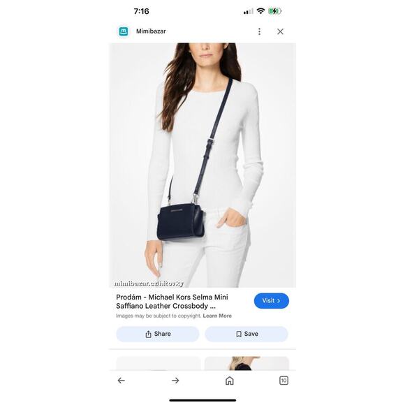 Michael Kors Selma Mini Saffiano Leather Crossbody Black and Gold - Picture 7 of 8